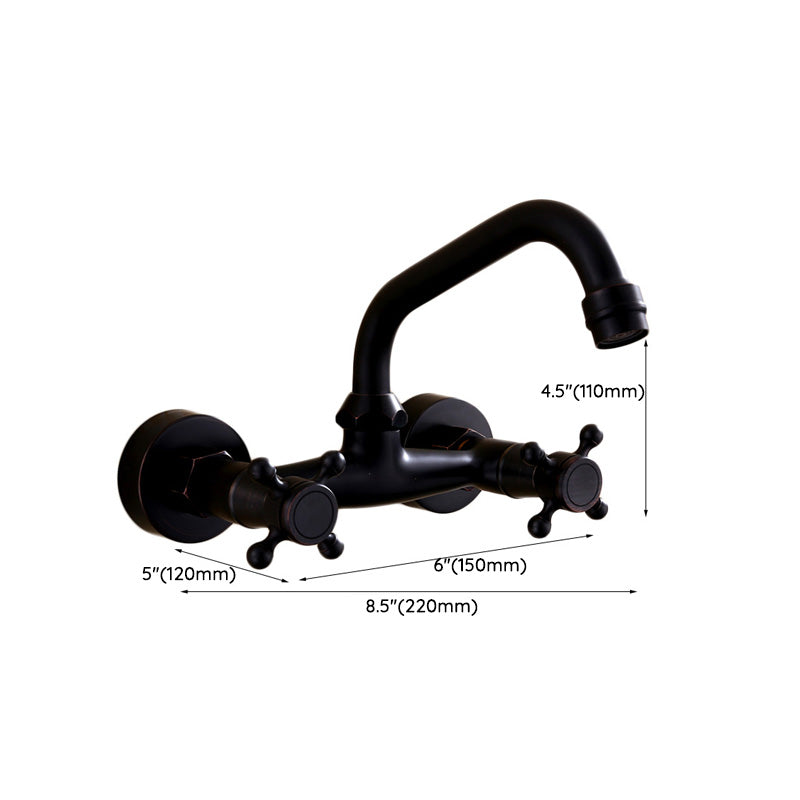 Black Wall-Mounted Bathroom Faucet American Classic Widespread Sink Faucet