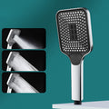 Contemporary Handheld Supercharged Showerhead Square 3 Settings Spray Head