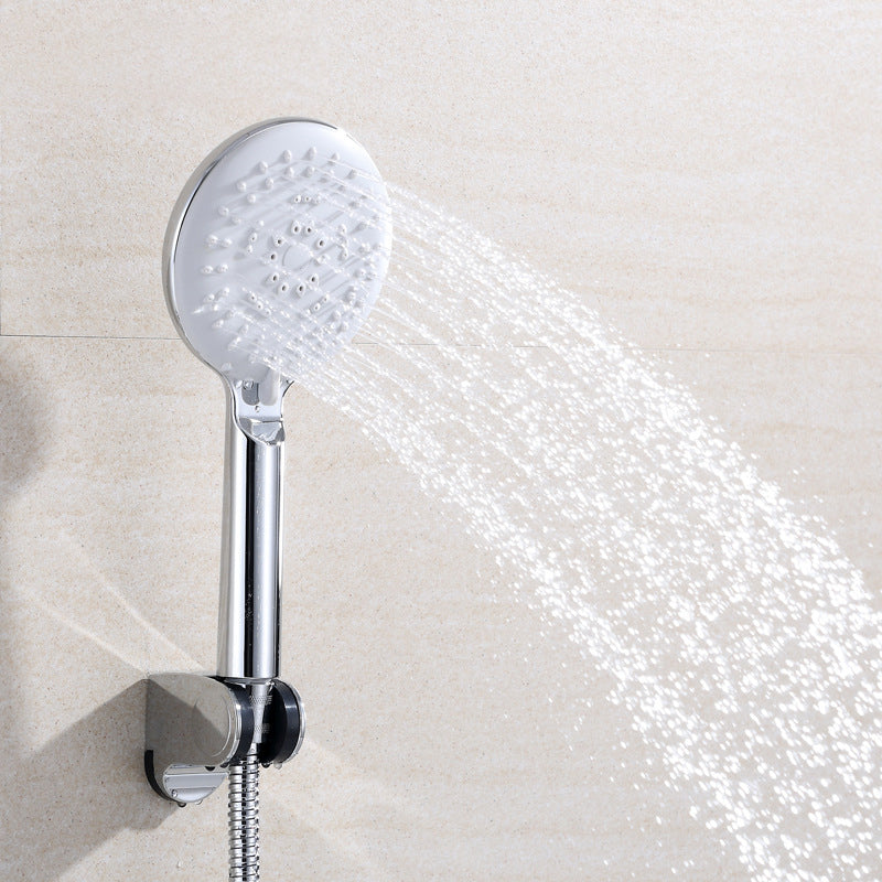 Silver Shower Head Combo Metal Modern 5 Spray Pattern Shower Heads