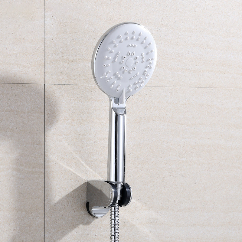 Silver Shower Head Combo Metal Modern 5 Spray Pattern Shower Heads