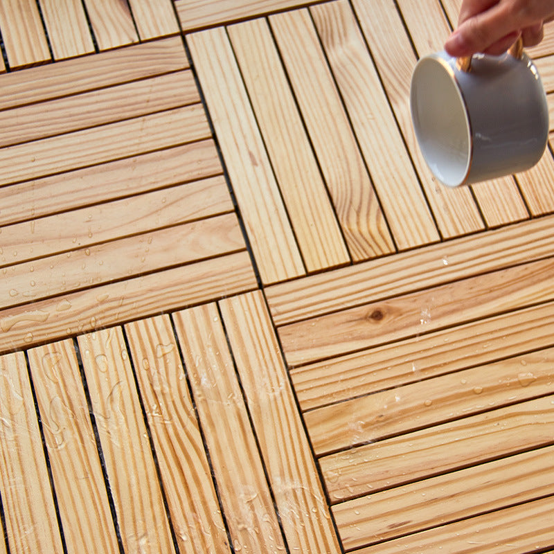 7-Slat Square Wood Terrace Tiles Laying Pattern Outdoor Terrace Tiles