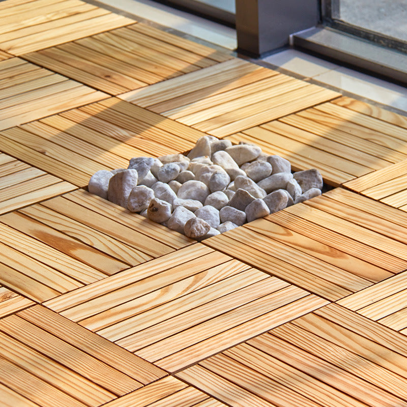 7-Slat Square Wood Terrace Tiles Laying Pattern Outdoor Terrace Tiles