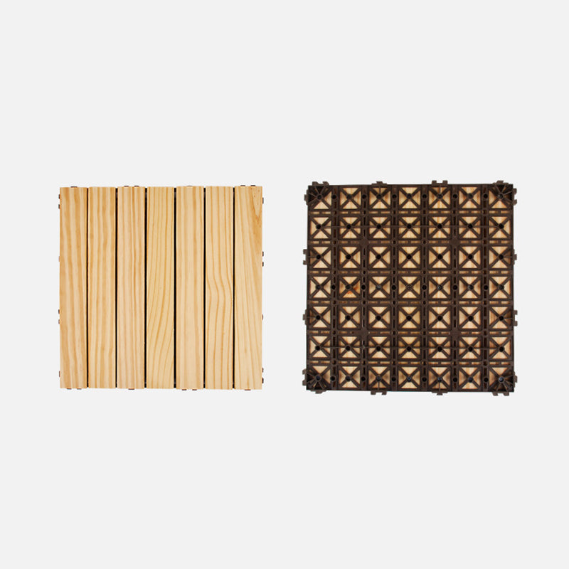 7-Slat Square Wood Terrace Tiles Laying Pattern Outdoor Terrace Tiles