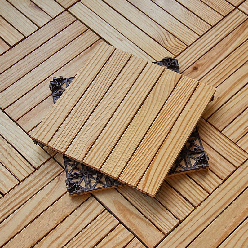 7-Slat Square Wood Terrace Tiles Laying Pattern Outdoor Terrace Tiles
