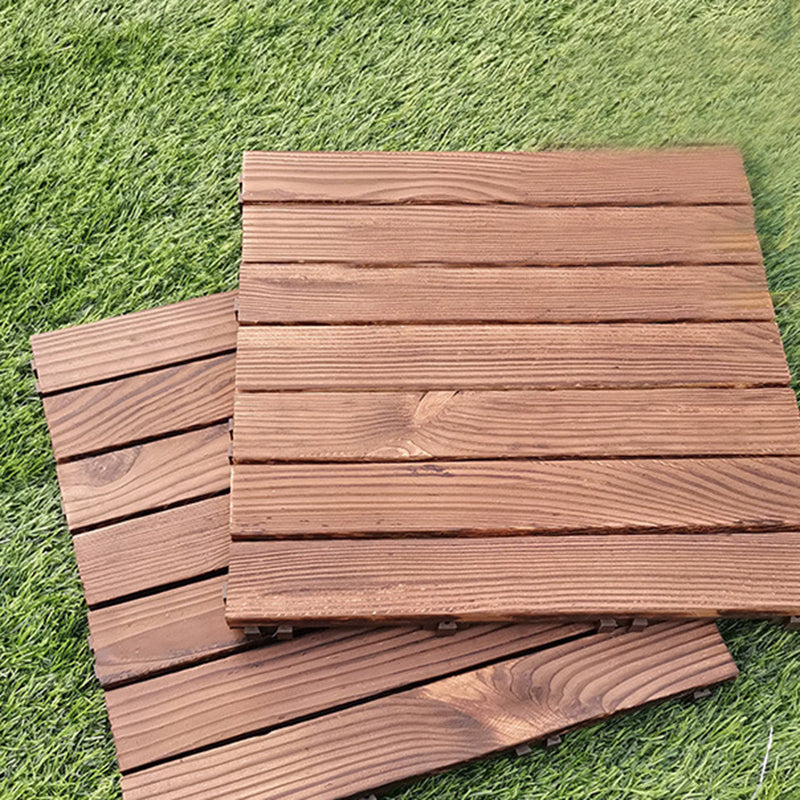 7-Slat Square Wood Floor Tiles Click Installation Outdoor Floor Tiles