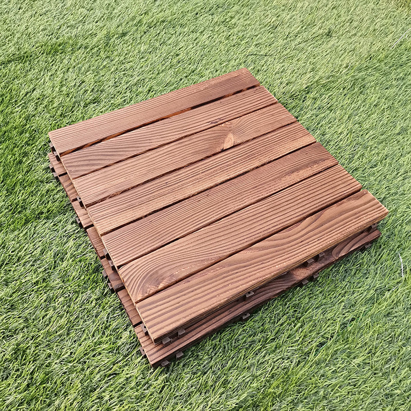 7-Slat Square Wood Floor Tiles Click Installation Outdoor Floor Tiles