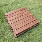 7-Slat Square Wood Floor Tiles Click Installation Outdoor Floor Tiles