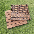 7-Slat Square Wood Floor Tiles Click Installation Outdoor Floor Tiles