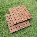 7-Slat Square Wood Floor Tiles Click Installation Outdoor Floor Tiles