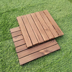 7-Slat Square Wood Floor Tiles Click Installation Outdoor Floor Tiles