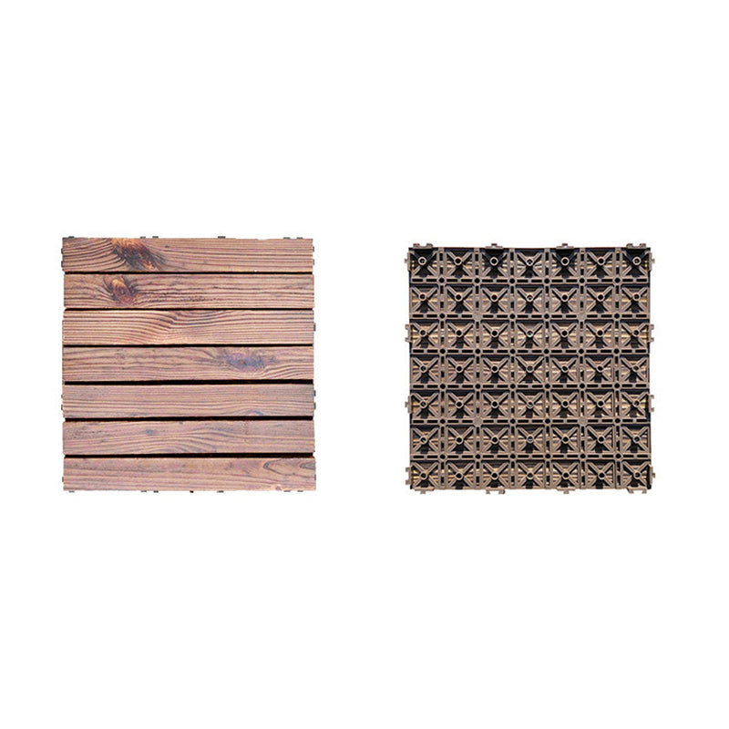 7-Slat Square Wood Floor Tiles Click Installation Outdoor Floor Tiles