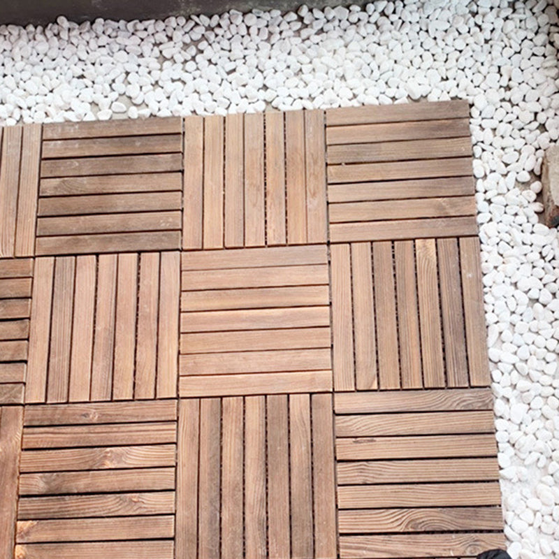 7-Slat Square Wood Floor Tiles Click Installation Outdoor Floor Tiles