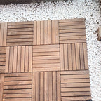 7-Slat Square Wood Floor Tiles Click Installation Outdoor Floor Tiles