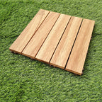 Teak-Finish 5-Slat Square Wooden Floor Tiles Connection Garden Tiles