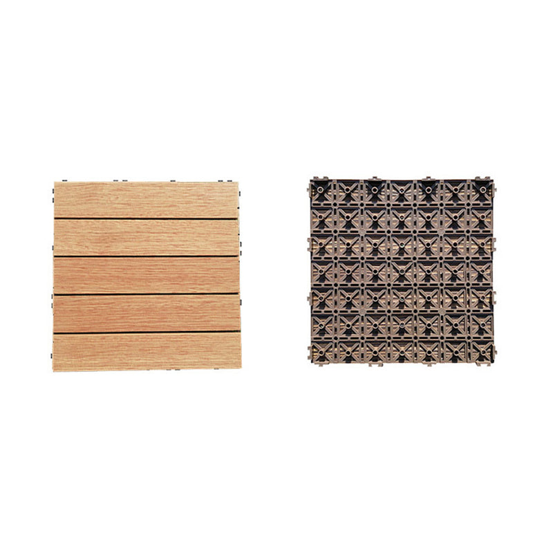 Teak-Finish 5-Slat Square Wooden Floor Tiles Connection Garden Tiles