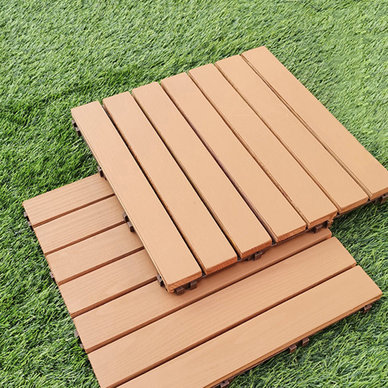 Yellow 6-Slat Square Wood Floor Tiles Click System Floor Tiles