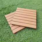 Yellow 6-Slat Square Wood Floor Tiles Click System Floor Tiles