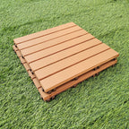 Yellow 6-Slat Square Wood Floor Tiles Click System Floor Tiles