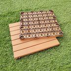 Yellow 6-Slat Square Wood Floor Tiles Click System Floor Tiles