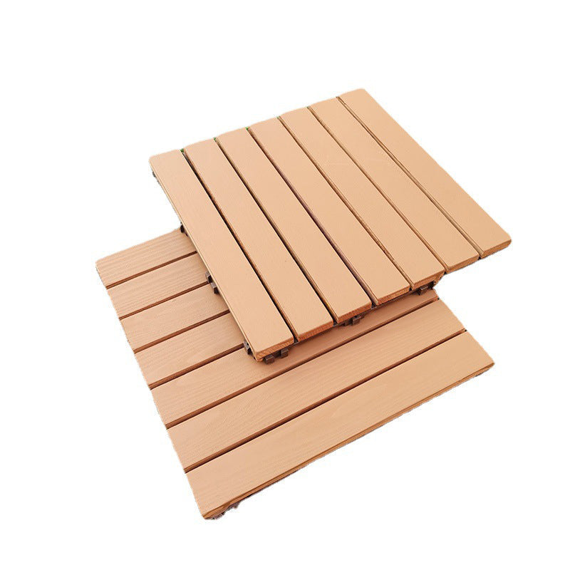 Yellow 6-Slat Square Wood Floor Tiles Click System Floor Tiles