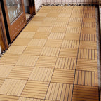 Yellow 6-Slat Square Wood Floor Tiles Click System Floor Tiles