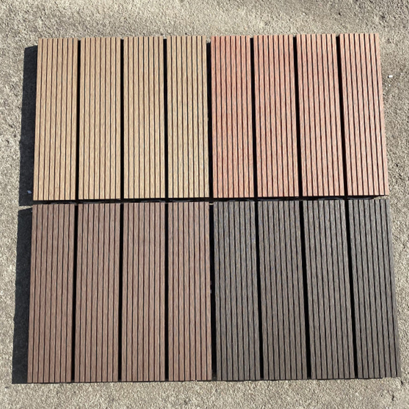 12" X 12" PVC 6-Slat Square Patio Tiles Snap Fit Installation Outdoor Floor Tiles