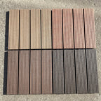 12" X 12" PVC 6-Slat Square Patio Tiles Snap Fit Installation Outdoor Floor Tiles