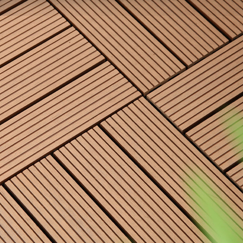 12" X 12" PVC 6-Slat Square Patio Tiles Snap Fit Installation Outdoor Floor Tiles