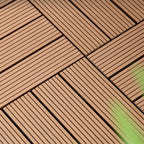 12" X 12" PVC 6-Slat Square Patio Tiles Snap Fit Installation Outdoor Floor Tiles