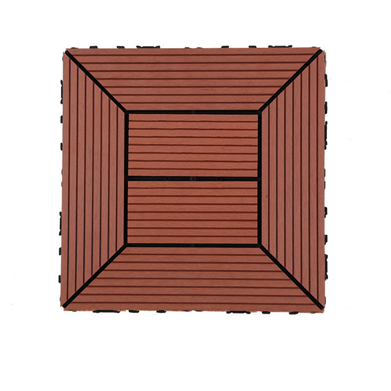 12" X 12" PVC 6-Slat Square Patio Tiles Snap Fit Installation Outdoor Floor Tiles