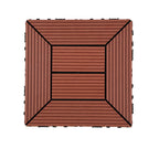 12" X 12" PVC 6-Slat Square Patio Tiles Snap Fit Installation Outdoor Floor Tiles
