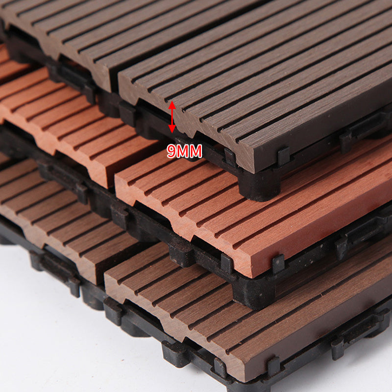 12" X 12" PVC 6-Slat Square Patio Tiles Snap Fit Installation Outdoor Floor Tiles