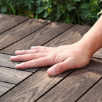 12" X 12" PVC 6-Slat Square Patio Tiles Snap Fit Installation Outdoor Floor Tiles