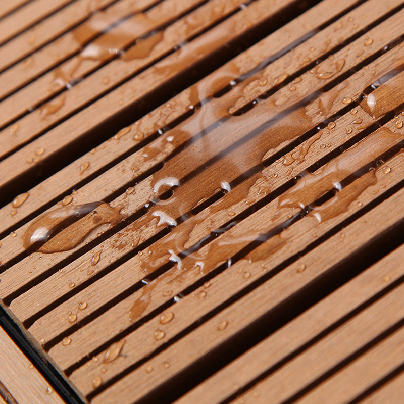 12" X 12" PVC 6-Slat Square Patio Tiles Snap Fit Installation Outdoor Floor Tiles