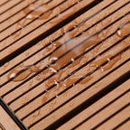 12" X 12" PVC 6-Slat Square Patio Tiles Snap Fit Installation Outdoor Floor Tiles