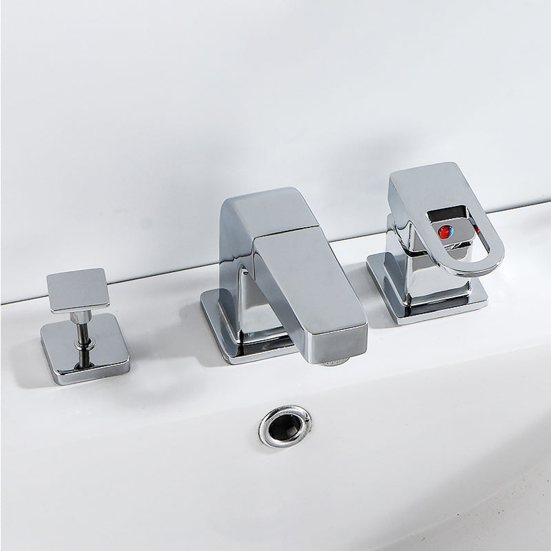 Bathroom faucet lever handle brass handheld shower sink faucet