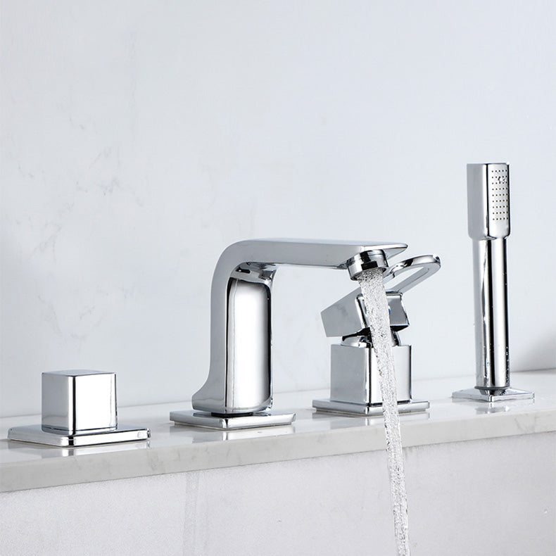 Bathroom faucet lever handle brass handheld shower sink faucet
