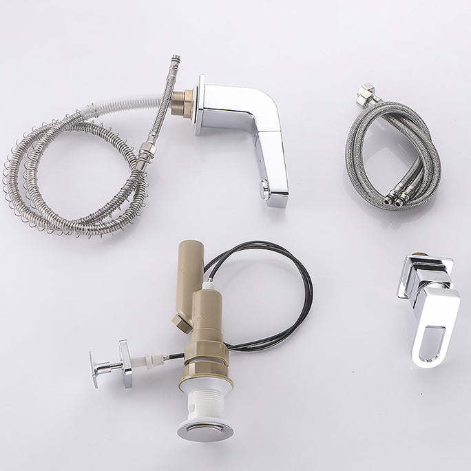 Bathroom faucet lever handle brass handheld shower sink faucet