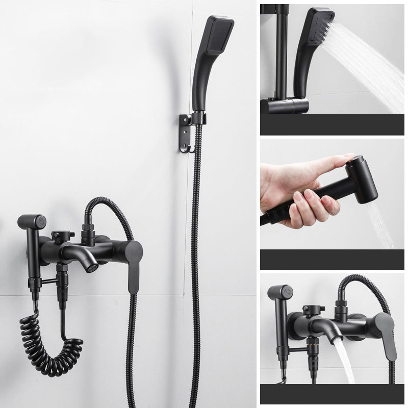 Black Wall-Mounted Shower Head Combo Modern Metal Shower System