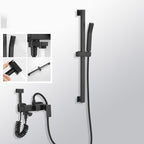 Black Wall-Mounted Shower Head Combo Modern Metal Shower System