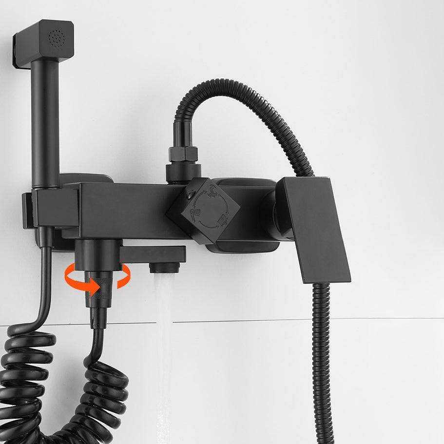 Black Wall-Mounted Shower Head Combo Modern Metal Shower System