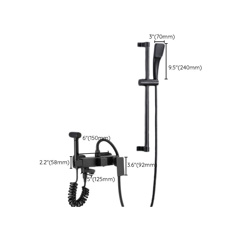 Black Wall-Mounted Shower Head Combo Modern Metal Shower System