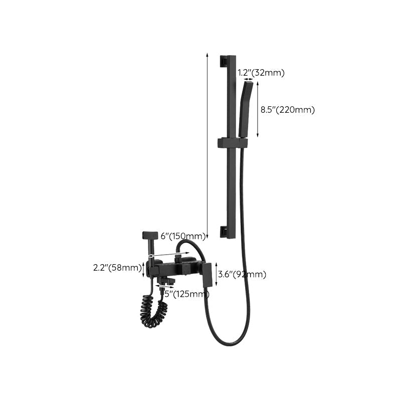 Black Wall-Mounted Shower Head Combo Modern Metal Shower System