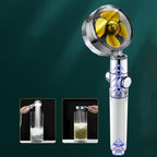 Round shower head adjustable water flow handheld shower head with water filtration