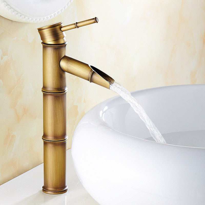 Farmhouse-style vessel sink bathroom faucet round brass faucet