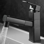 Bathroom faucet with pull-out lever handle Single hole basin mixer