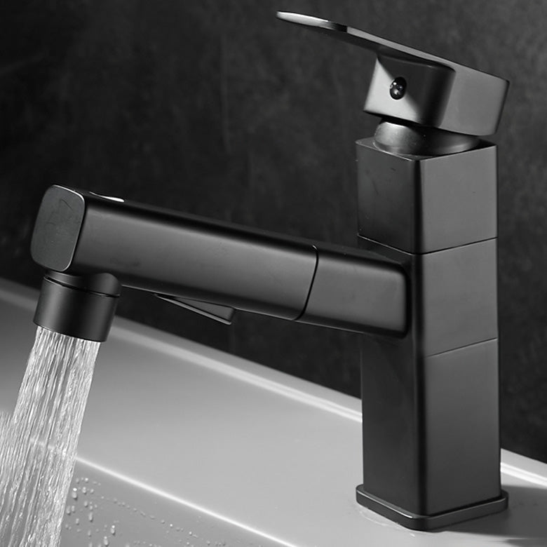 Bathroom faucet with pull-out lever handle Single hole basin mixer