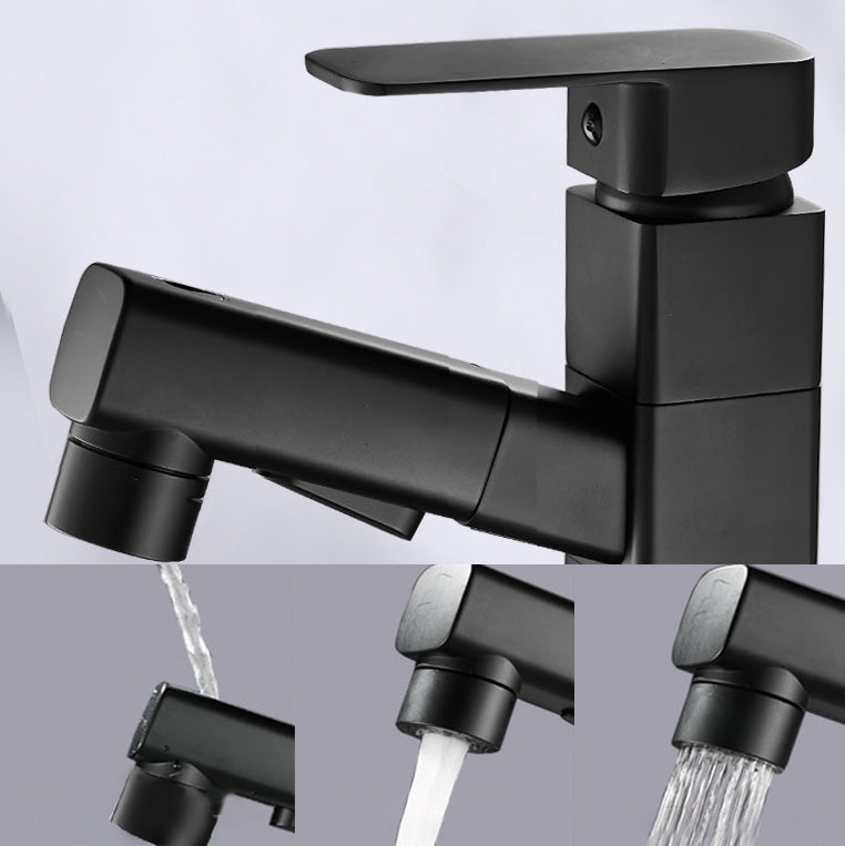 Bathroom faucet with pull-out lever handle Single hole basin mixer