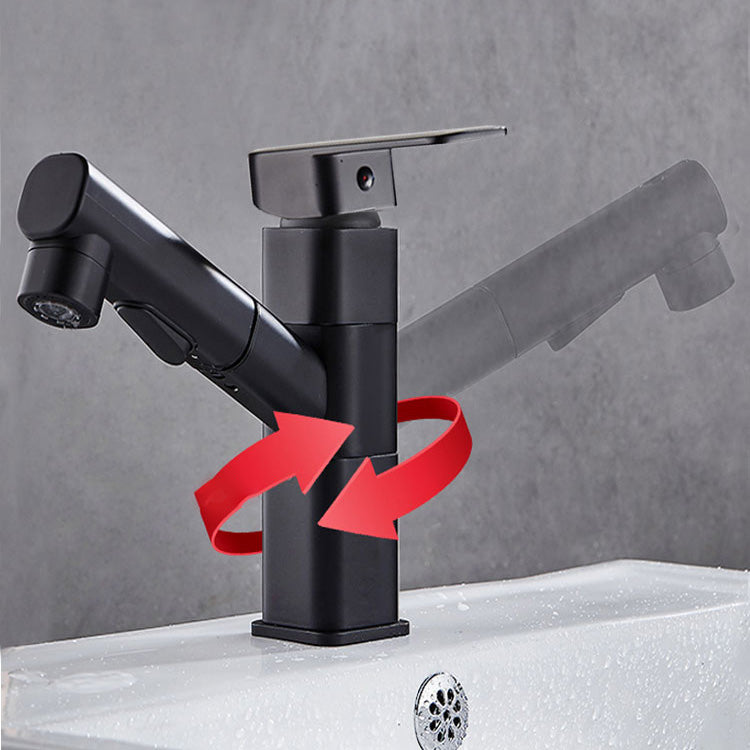 Bathroom faucet with pull-out lever handle Single hole basin mixer