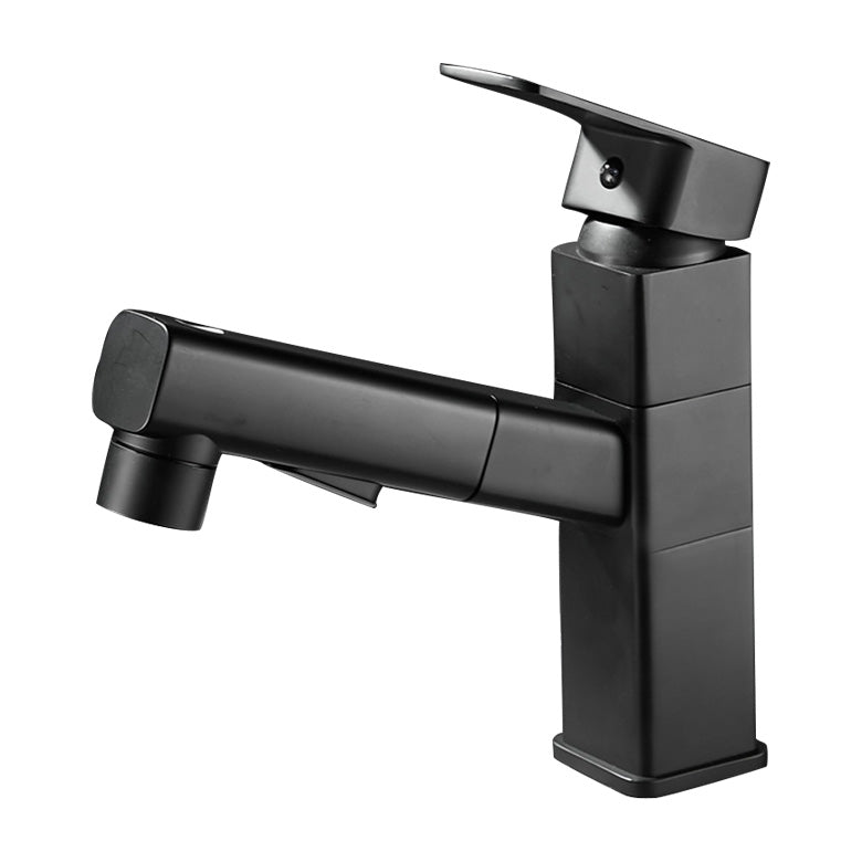 Bathroom faucet with pull-out lever handle Single hole basin mixer